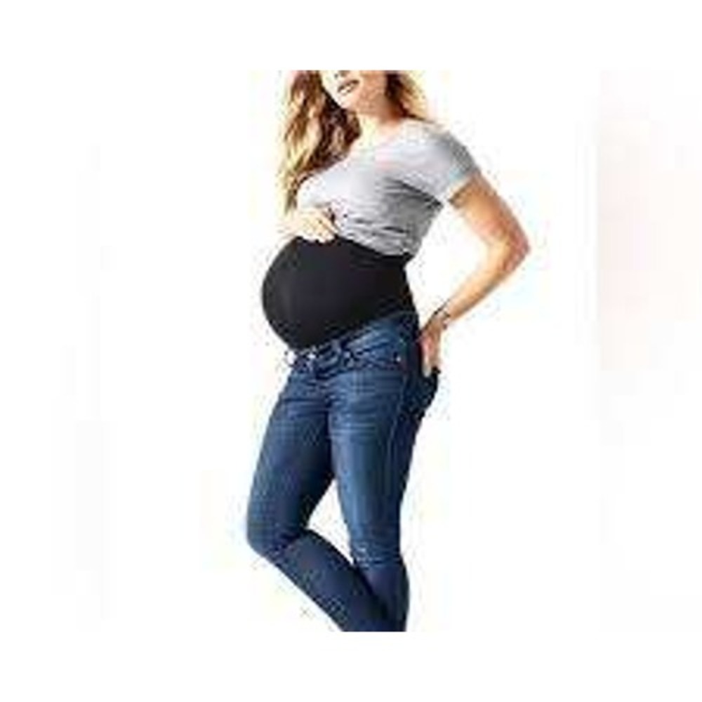 Blanqi Denim‎ Womens Maternity Skinny Jeans Blue Medium Wash Over Belly Size 8
